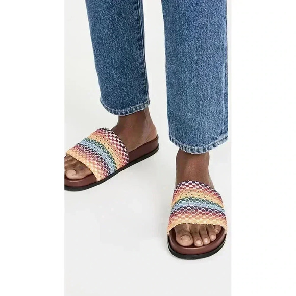 NWT Rag & Bone Bailey Rainbow Slides $325 LGBTQ Summer Crochet US 7 - Picture 2 of 11